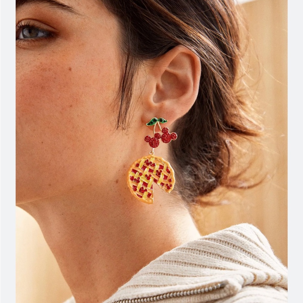 Disney nwt Mickey Mouse Cherry Pie Earrings - Picture 2 of 5